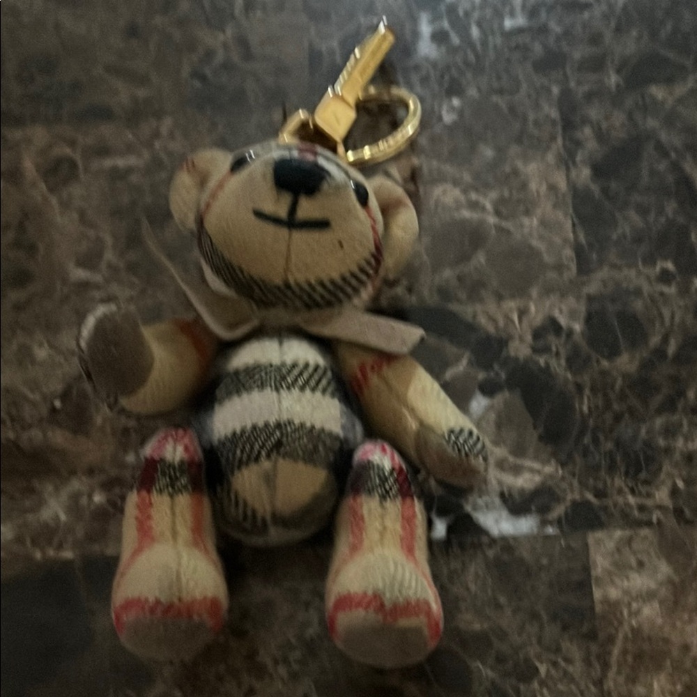 Plaid Bear Keychain with Gold Clasp